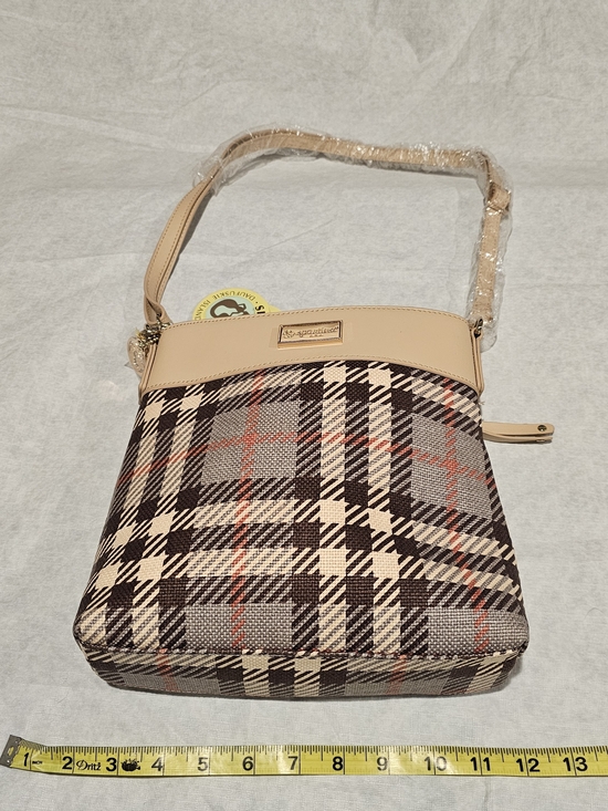 Spartina 449 Handbags - Spartina 449 Plaid Crossbody with Tan Trim and Red Accents